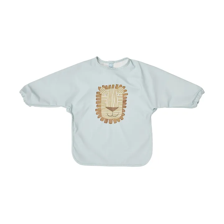 Lobo Lion bib with sleeves - Ice blue - OYOY