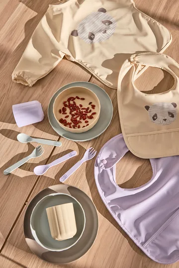 Lun Lun panda bib 2 pieces - Vanilla-lavender - OYOY