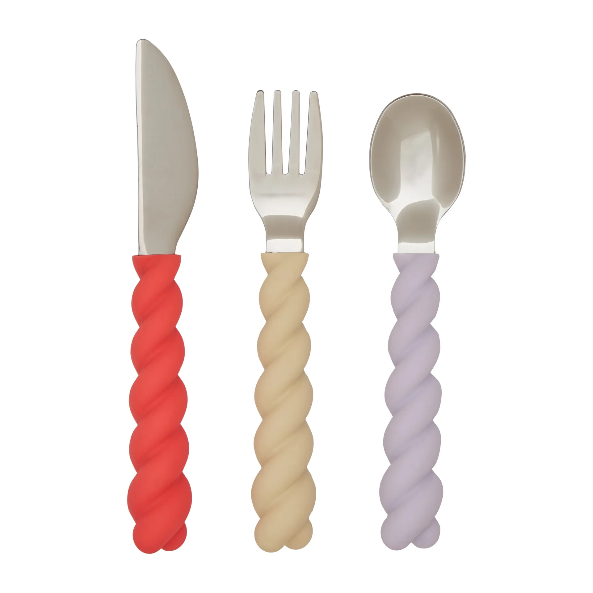 Mellow children's cutleryset 3 pieces, Lavender-Vanilla-Cherry Red OYOY