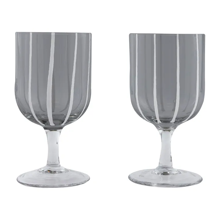 Mizu wine glass 2-pack - Grey-white - OYOY