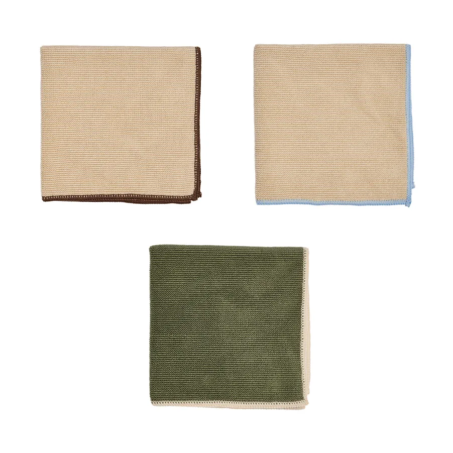 Mundus microfiber cloth 30x30 cm 3 pieces, Camel-olive OYOY