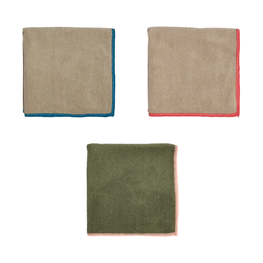 Mundus microfiber cloth 30x30 cm 3 pieces, Olive-clay OYOY