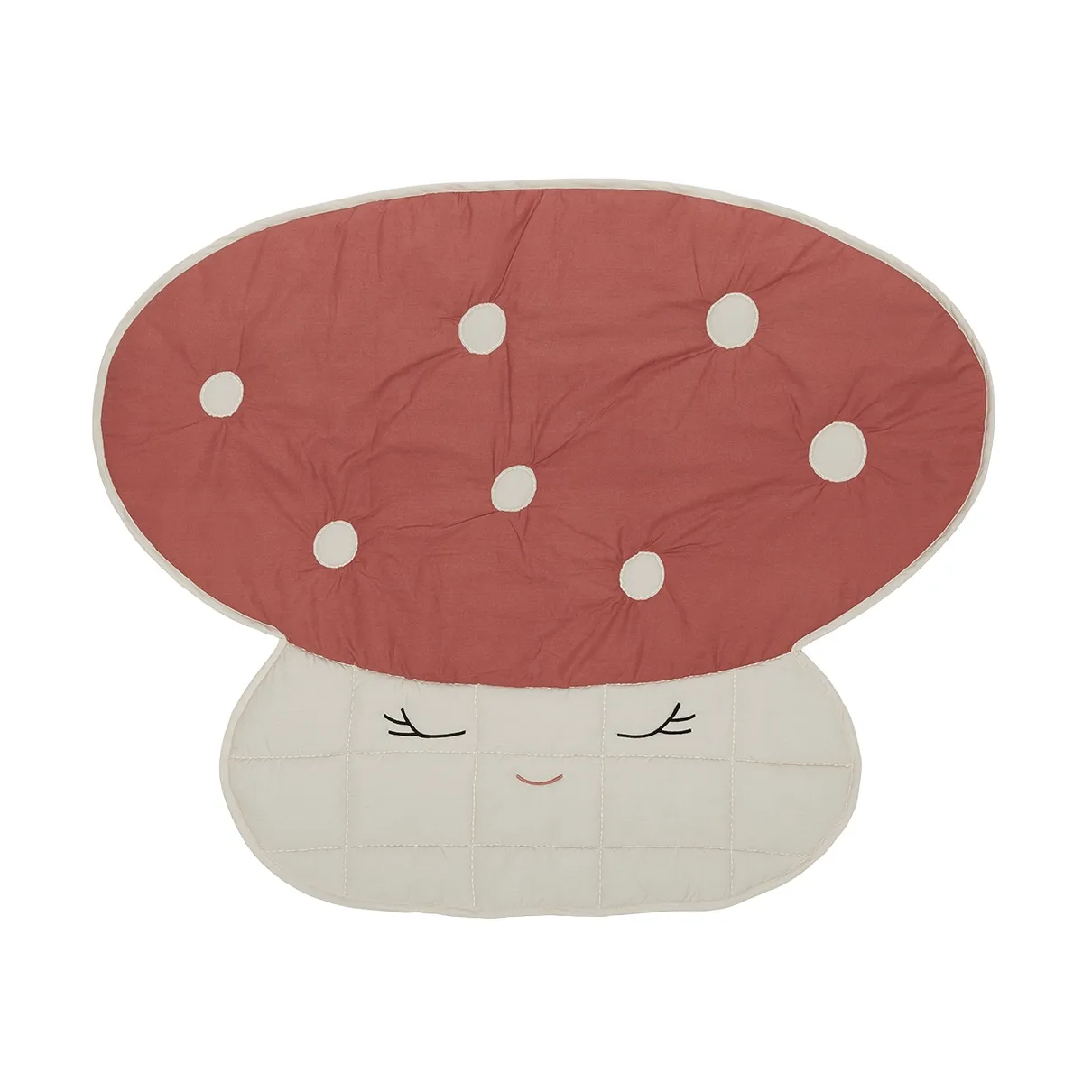Mushroom quilted blanket, Offwhite-red OYOY