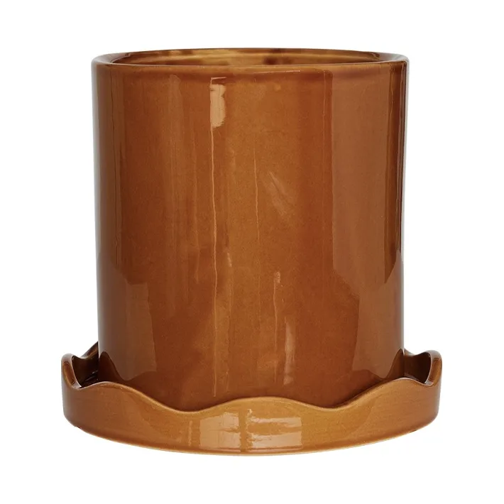 Nami pot with saucer Ø16.5 small - Amber - OYOY