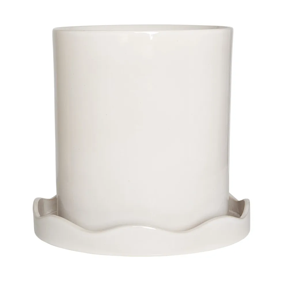 Nami pot with saucer Ø27 cm large, White OYOY