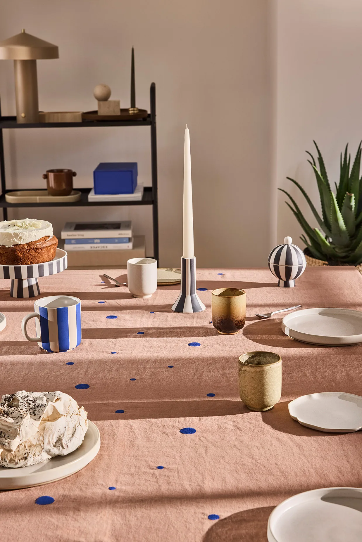Nori tablecloth 140x200 cm, Terracotta-optic blue OYOY