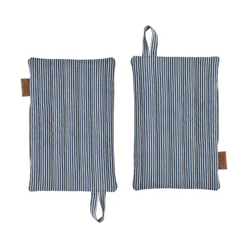 Striped denim pot holder 2-pack - Blue - OYOY