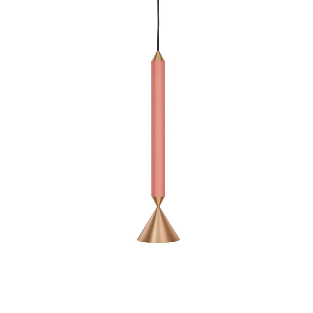 Apollo 39 pendant lamp, Coral pink, brass Pholc