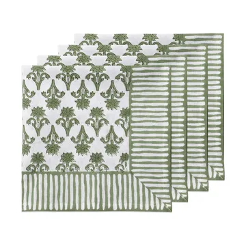 Lily cotton napkin - Green, 4-pack, 45x45 cm - Pick a Poppy