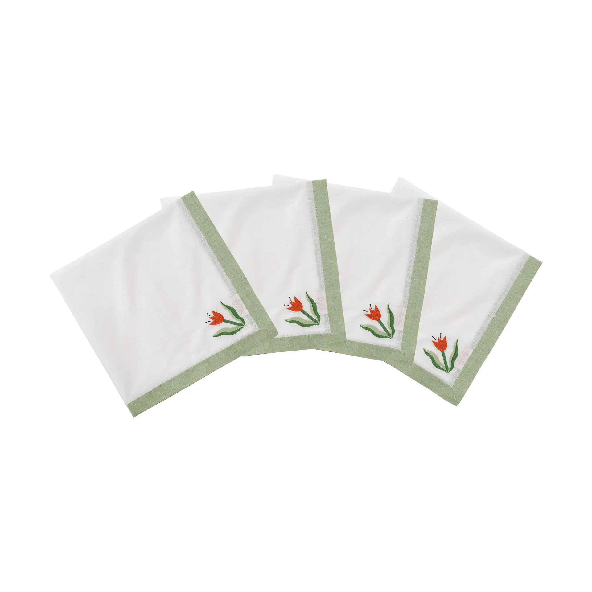 Madelen Möllard Tulip cotton napkin, Light green, 4-pack, 45x45 cm Pick a Poppy