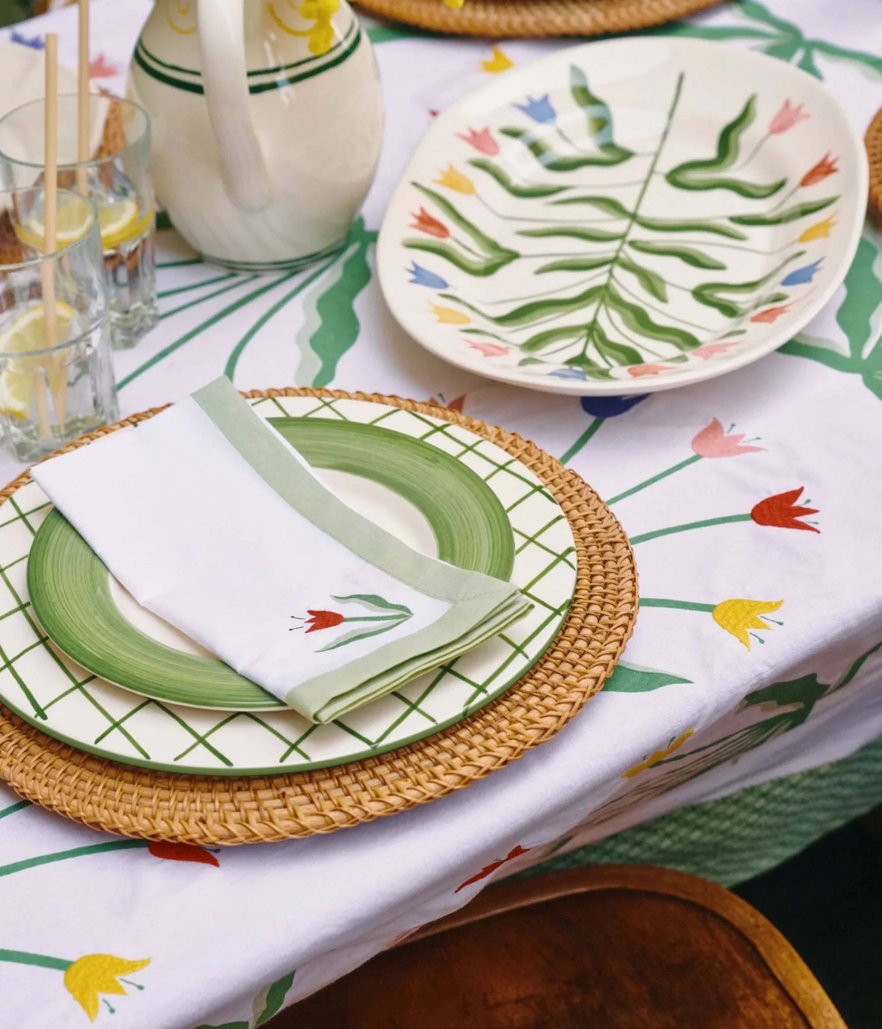 Madelen Möllard Tulip cotton napkin, Light green, 4-pack, 45x45 cm Pick a Poppy