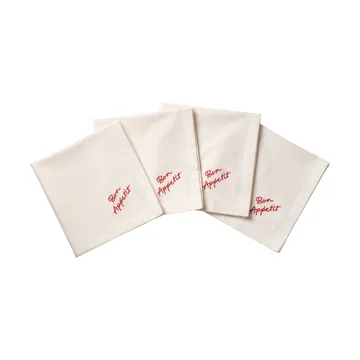 Quote cotton napkin - Red, 4-pack, 45x45 cm - Pick a Poppy