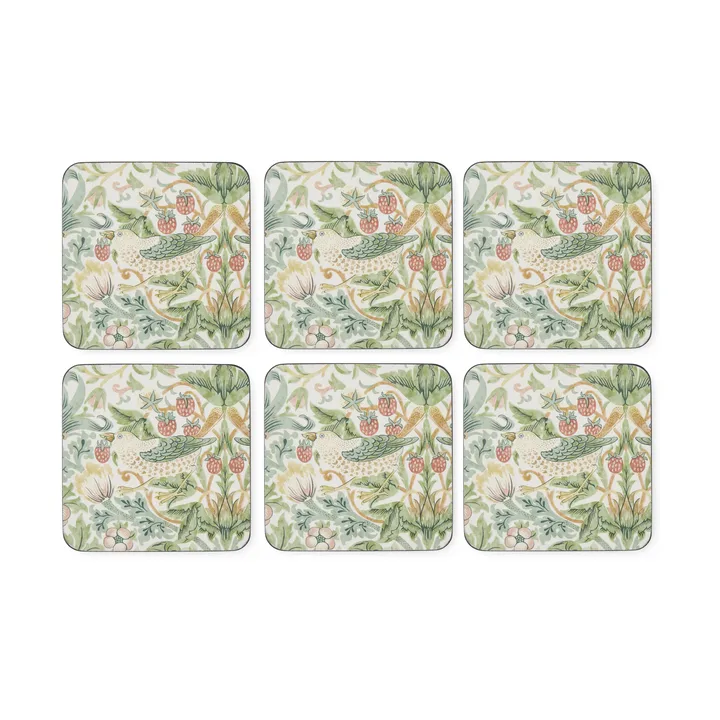 Strawberry Thief coaster 6-pack - Green - Pimpernel