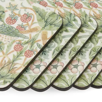Strawberry Thief coaster 6-pack - Green - Pimpernel