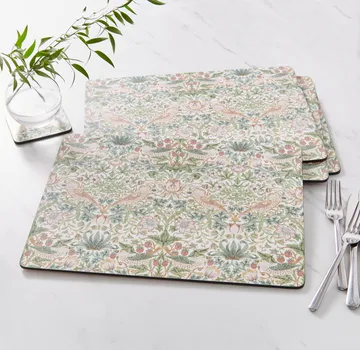 Strawberry Thief Placemats 30x40 cm 4 pack - Green - Pimpernel