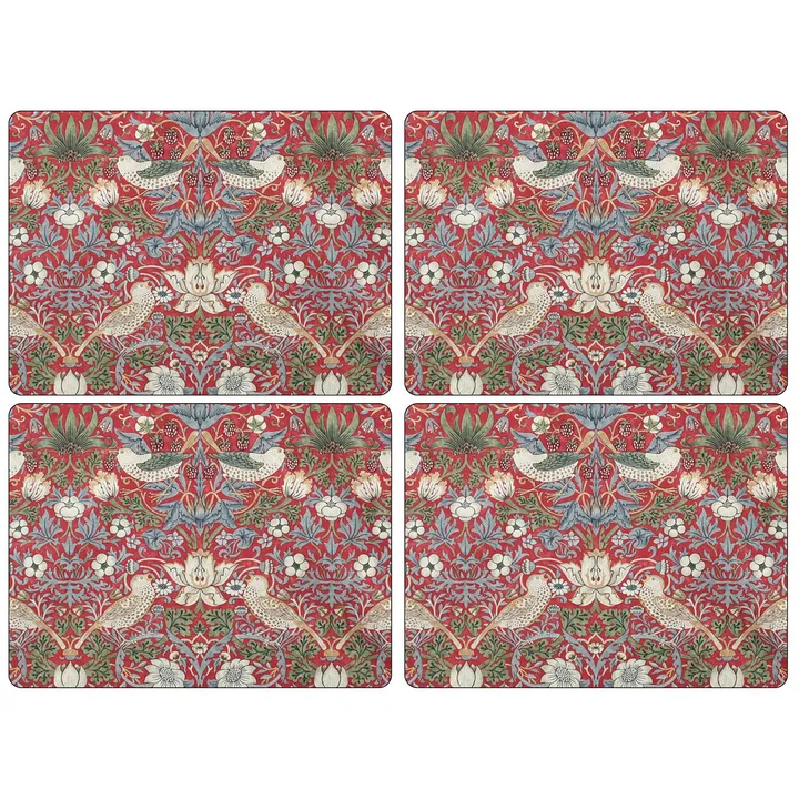 Strawberry Thief Placemats 30x40 cm 4 pack - Red - Pimpernel