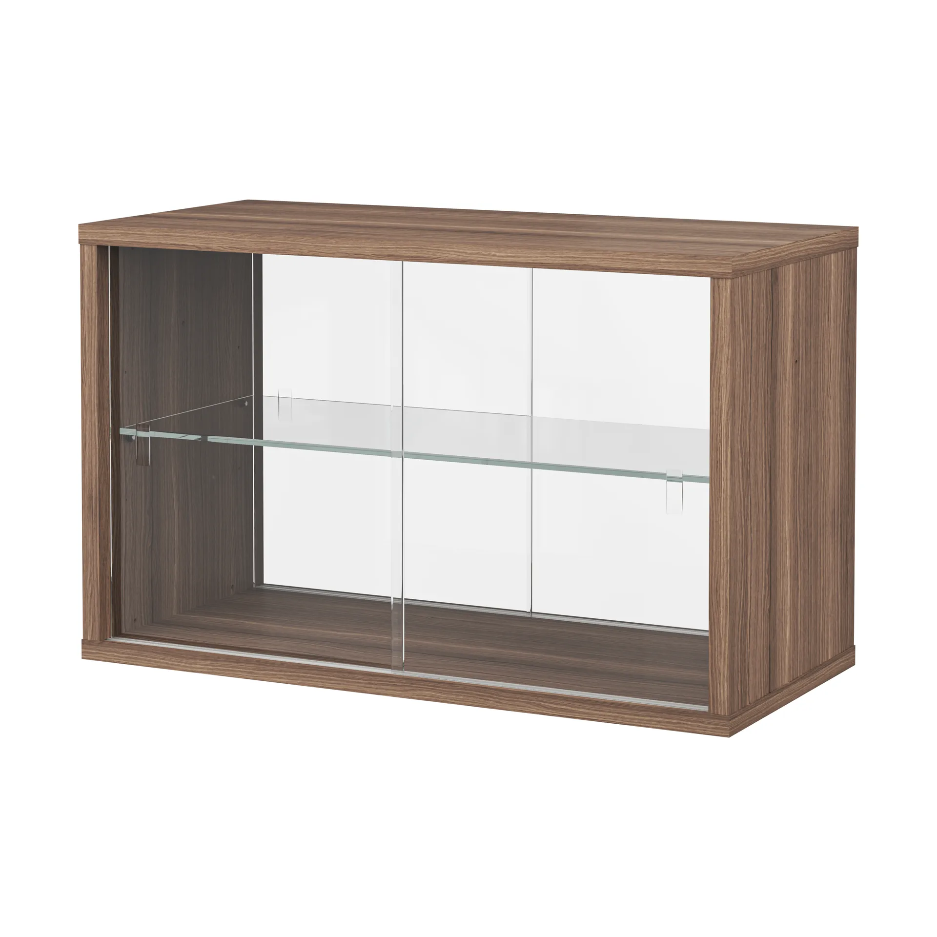 Pira display cabinet, Walnut-clear glass, 70x31 cm, 4 doors Pira