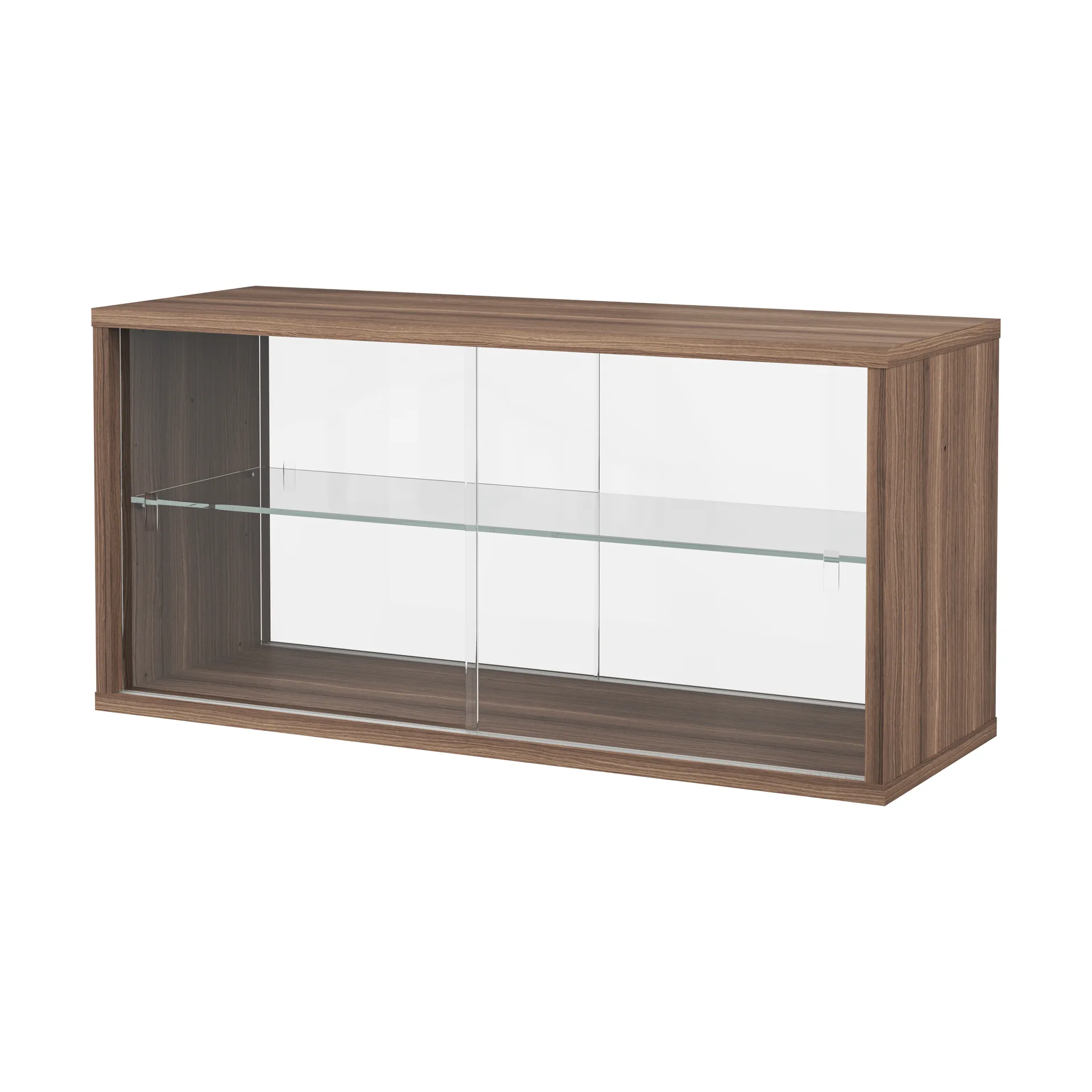 Pira display cabinet, Walnut–clear glass, 90x31 cm, 4 doors Pira