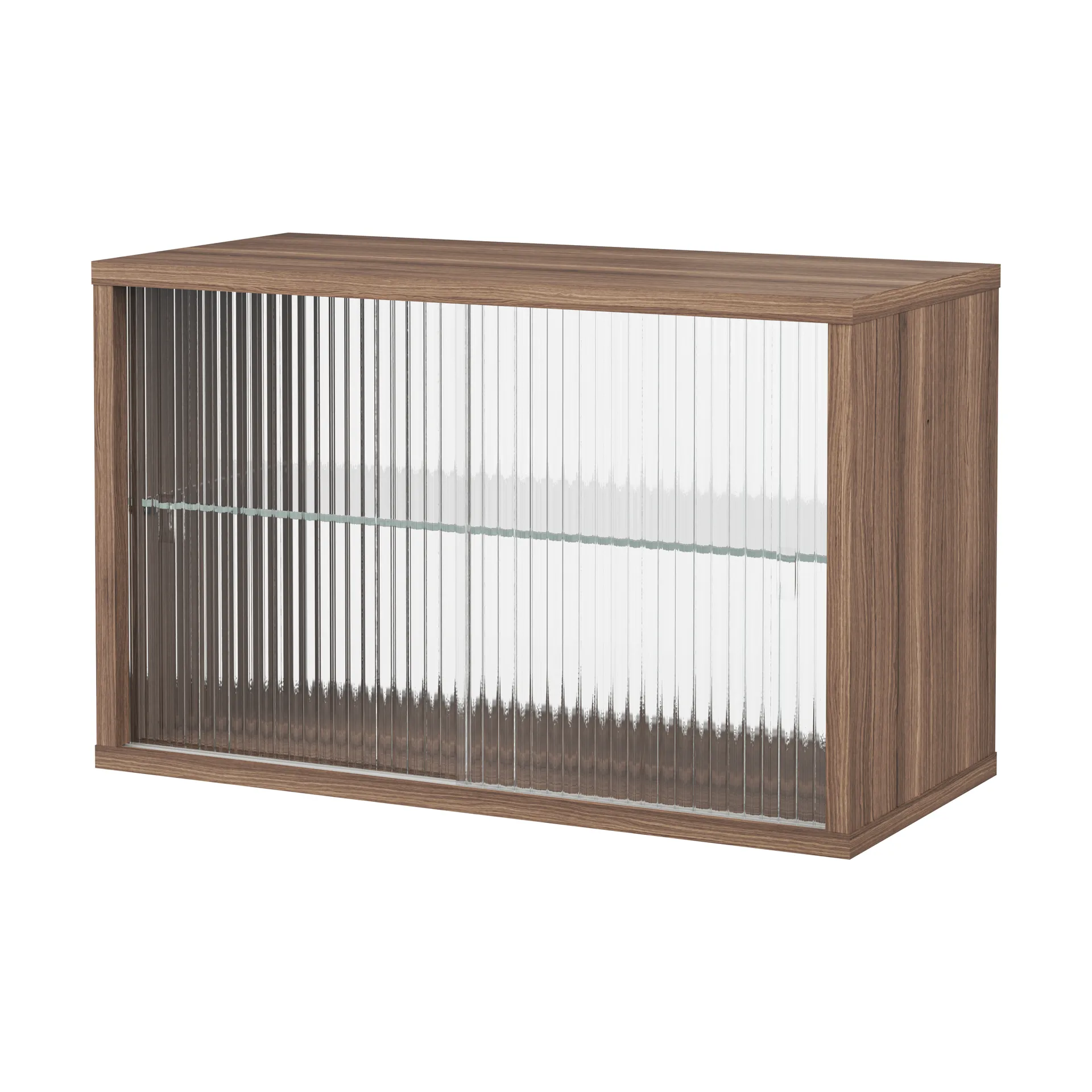 Pira display cabinet, Walnut–fluted glass, 70x31 cm, 4 doors Pira