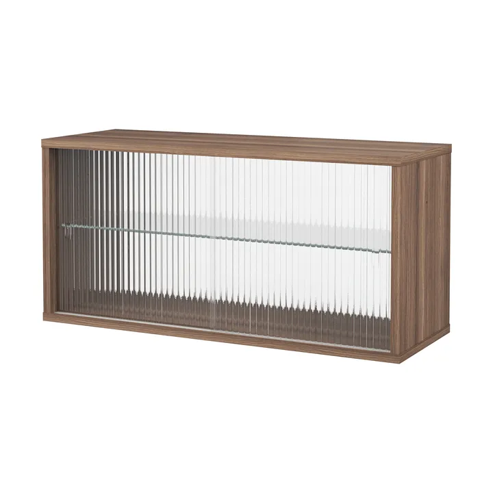 Pira display cabinet - Walnut–fluted glass, 90x31 cm, glass back - Pira