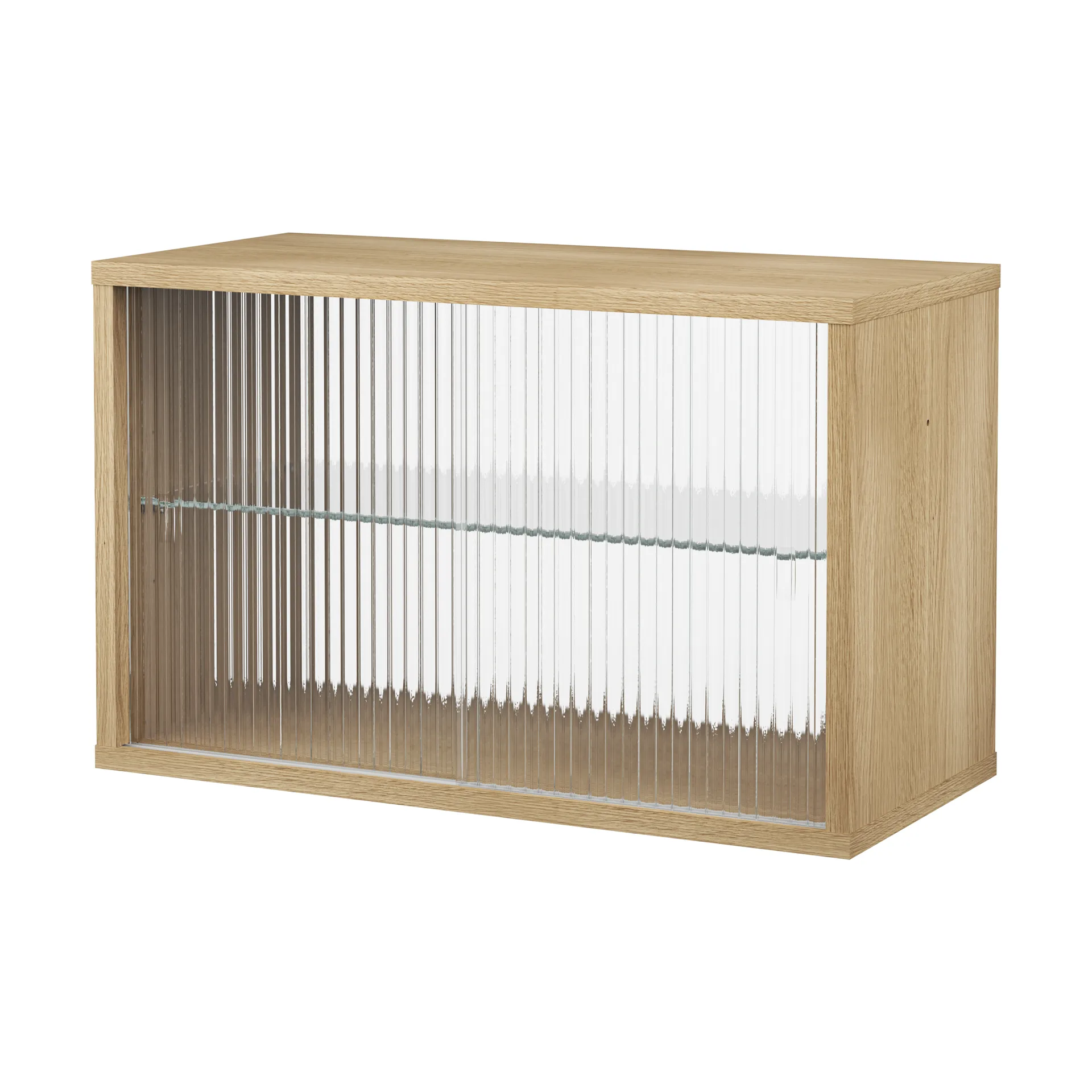 Pira display cabinet, Whitened oak–fluted glass, 70x31 cm, glass back Pira