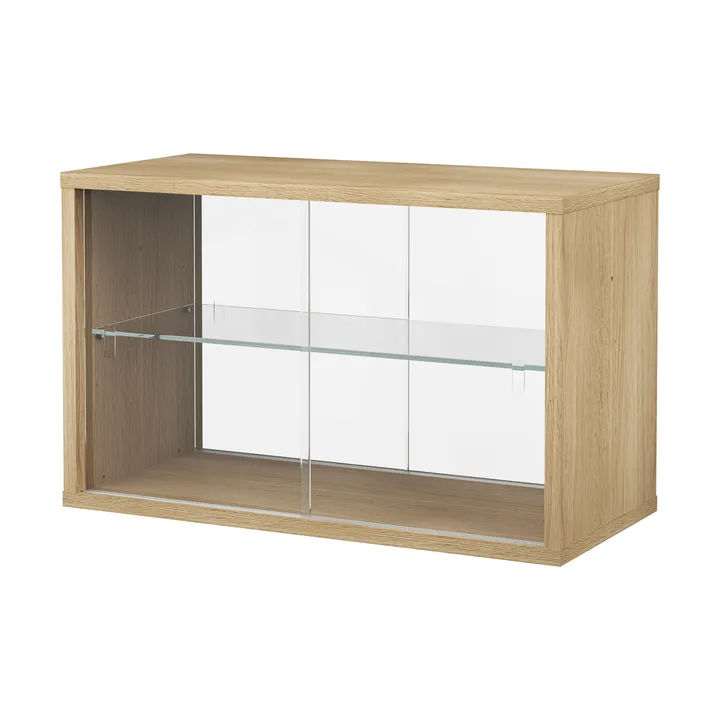 Pira display cabinet - Whitewashed oak-clear glass, 70x31 cm, 4 doors - Pira