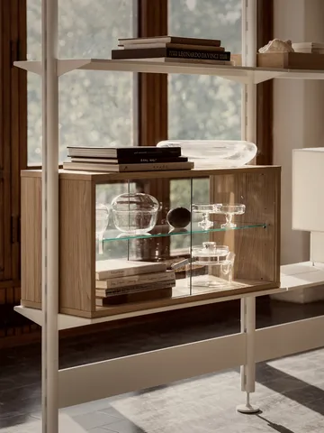Pira display cabinet - Whitewashed oak-clear glass, 70x31 cm, 4 doors - Pira