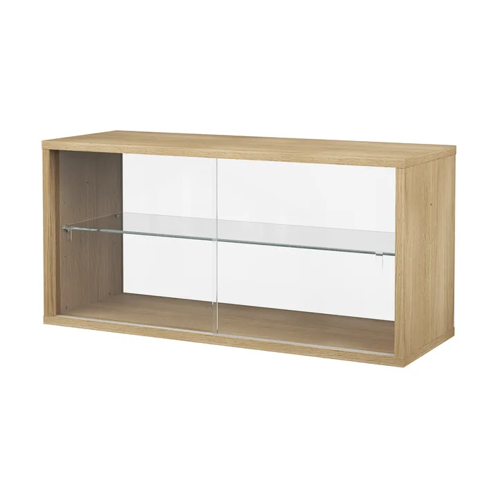 Pira display cabinet - Whitewashed oak-clear glass, 90x31 cm, glass back - Pira