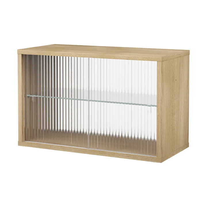 Pira display cabinet - Whitewashed oak–fluted glass, 70x31 cm, 4 doors - Pira
