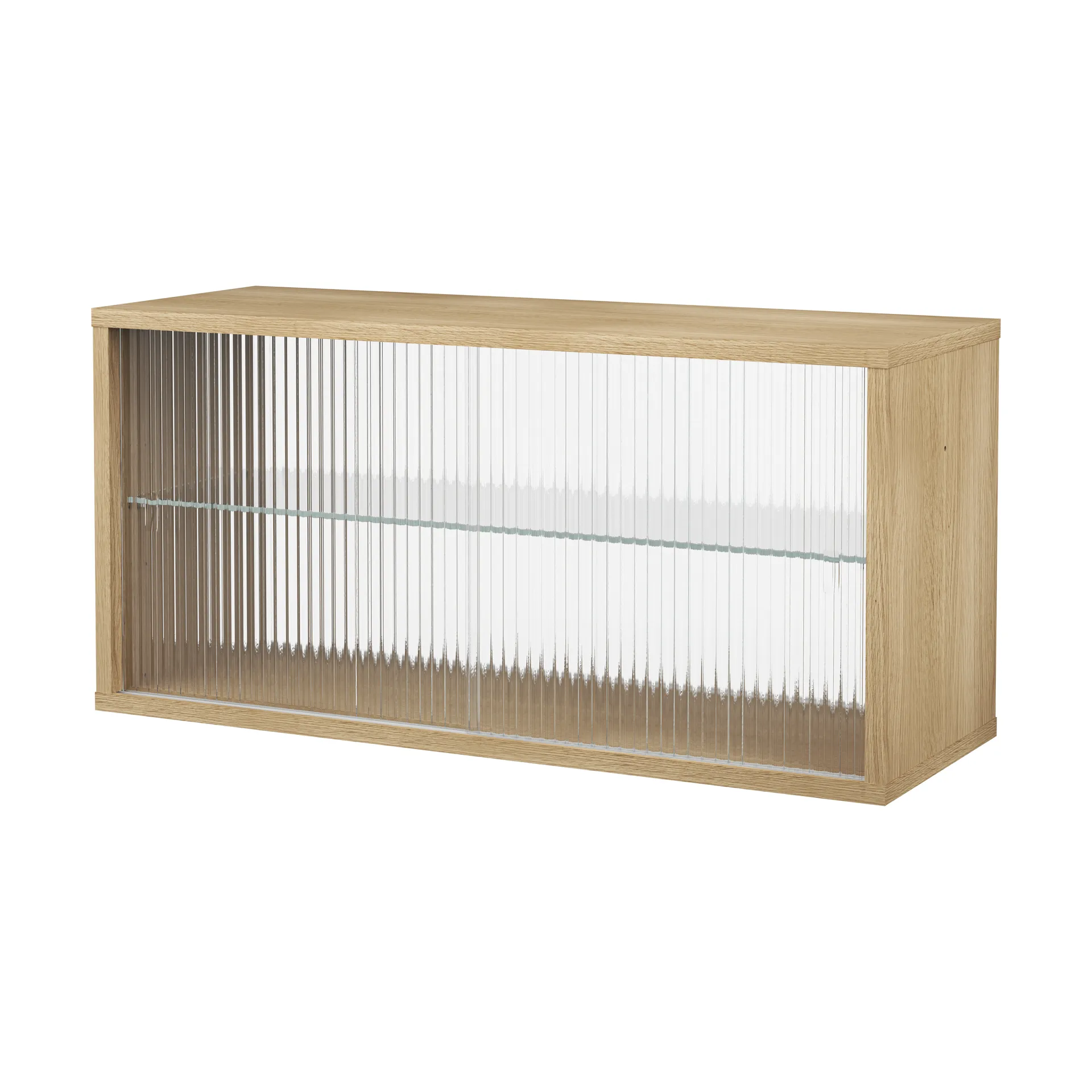 Pira display cabinet, Whitewashed oak–fluted glass, 90x31 cm, 4 doors Pira