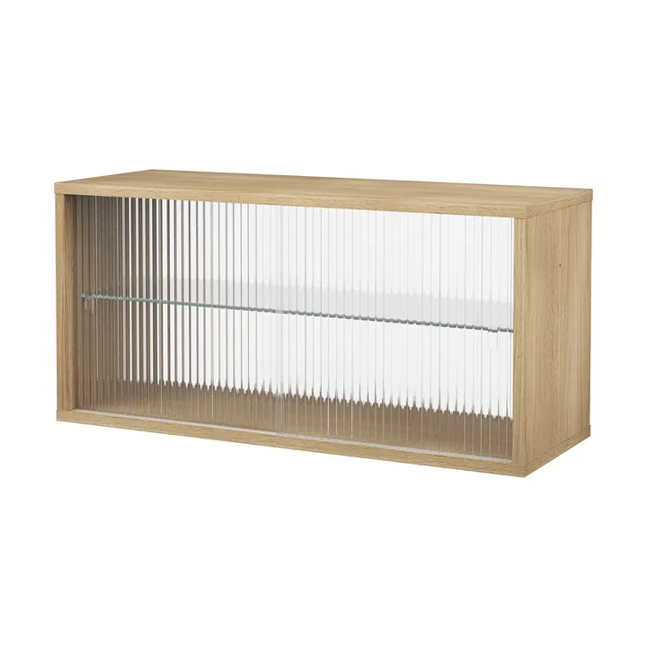 Pira display cabinet - Whitewashed oak–fluted glass, 90x31 cm, glass back - Pira