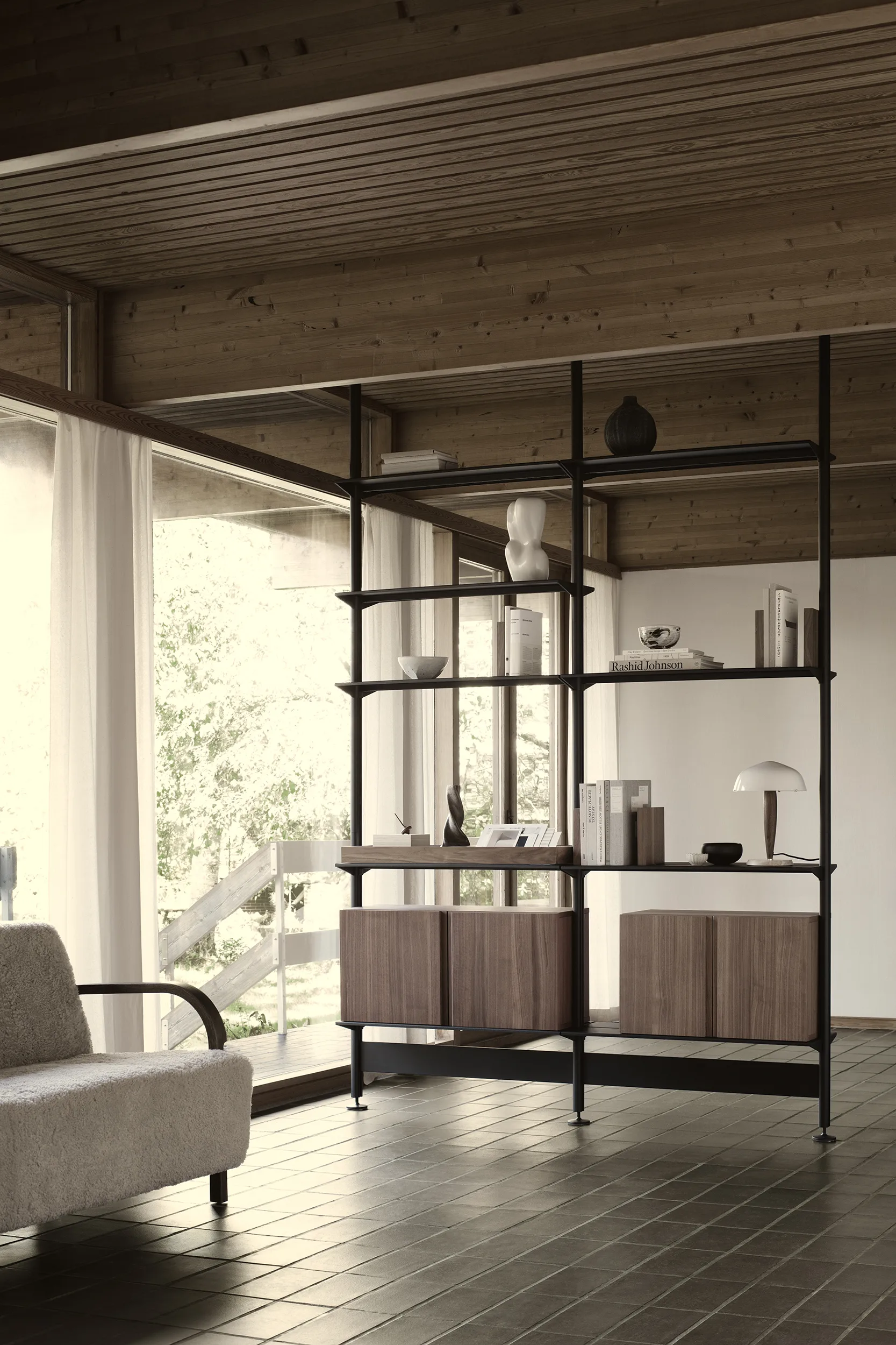 Pira G2 shelving system F C A Black/Walnut 256–264 cm,  Pira