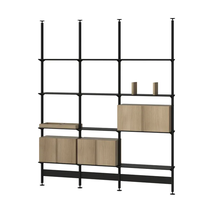 Pira G2 shelving system F C B Black/Oak 256–264 cm - Pira