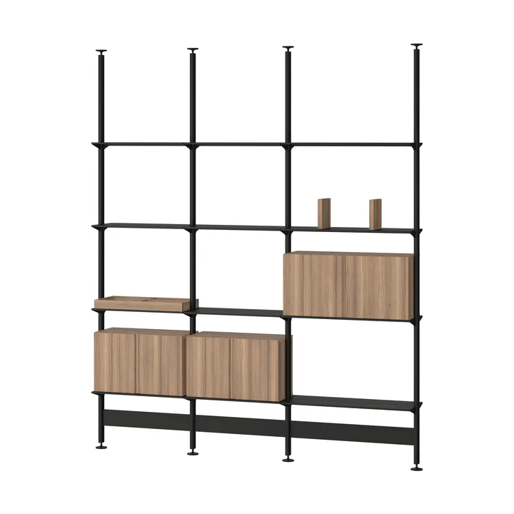Pira G2 shelving system F C B Black/Walnut 256–264 cm - Pira