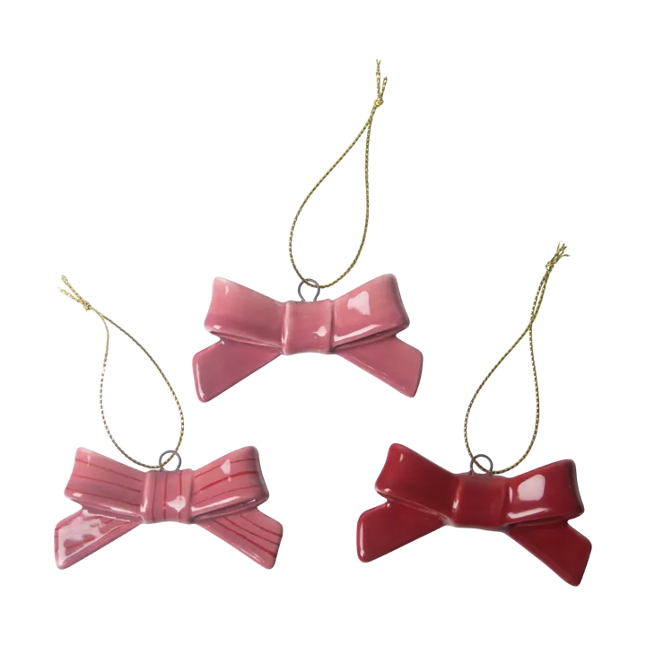 Bow decoration hangers 3 pieces - Red-pink - Pluto Design