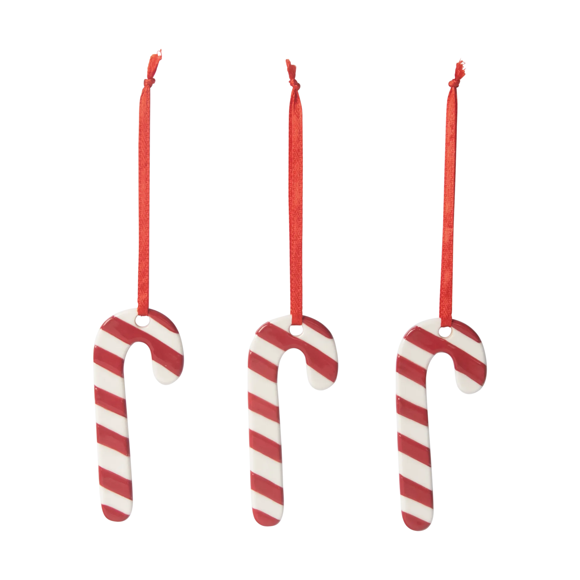 Candy cane Christmas tree bauble 3-pack, White-red Pluto Design