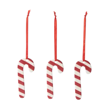 Candy cane Christmas tree bauble 3-pack - White-red - Pluto Design