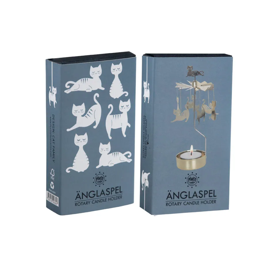 Cat family Angel Chimes, Gold Pluto Design