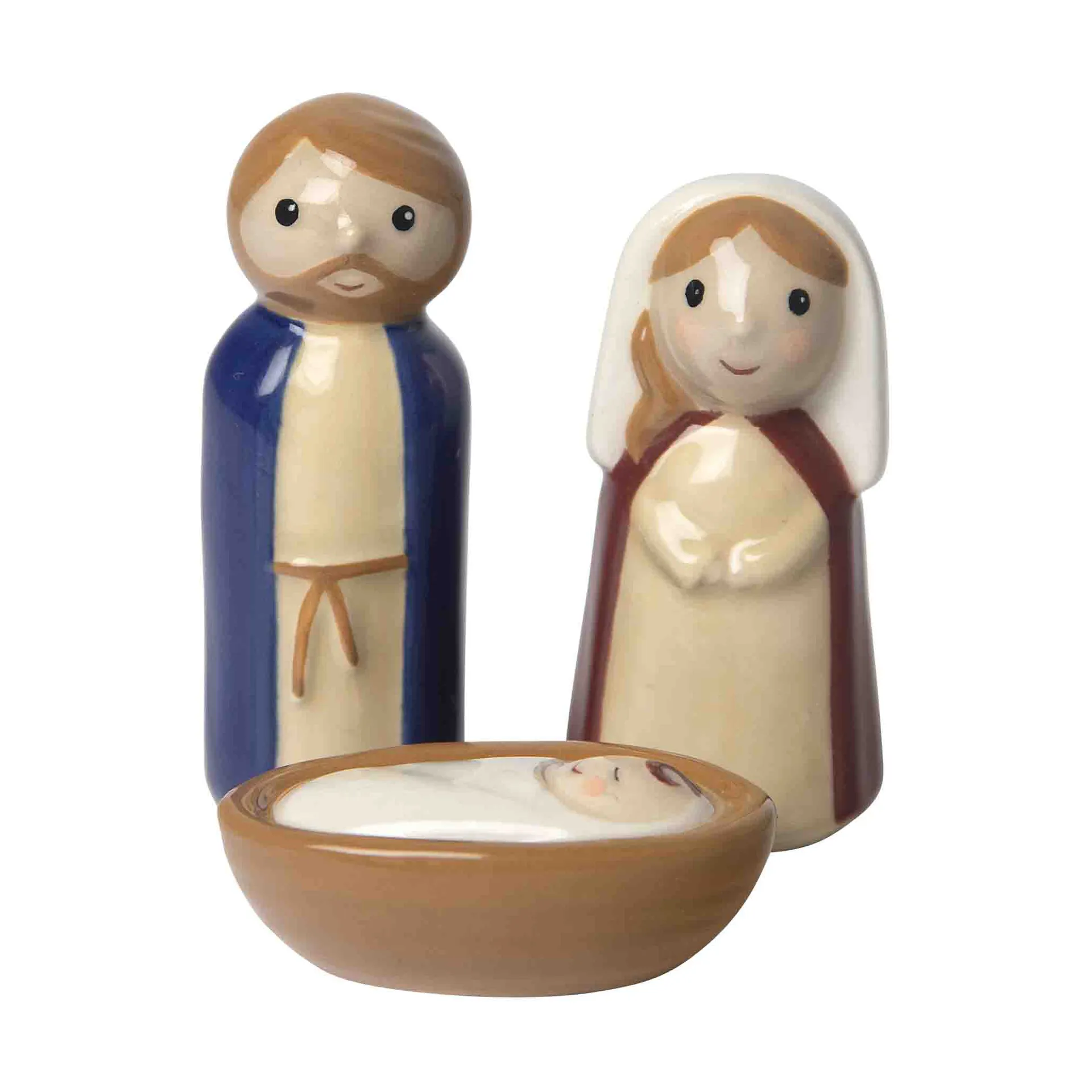 Crib family ceramic crib 3 pieces, Jesus, Joseph and Mary Pluto Design