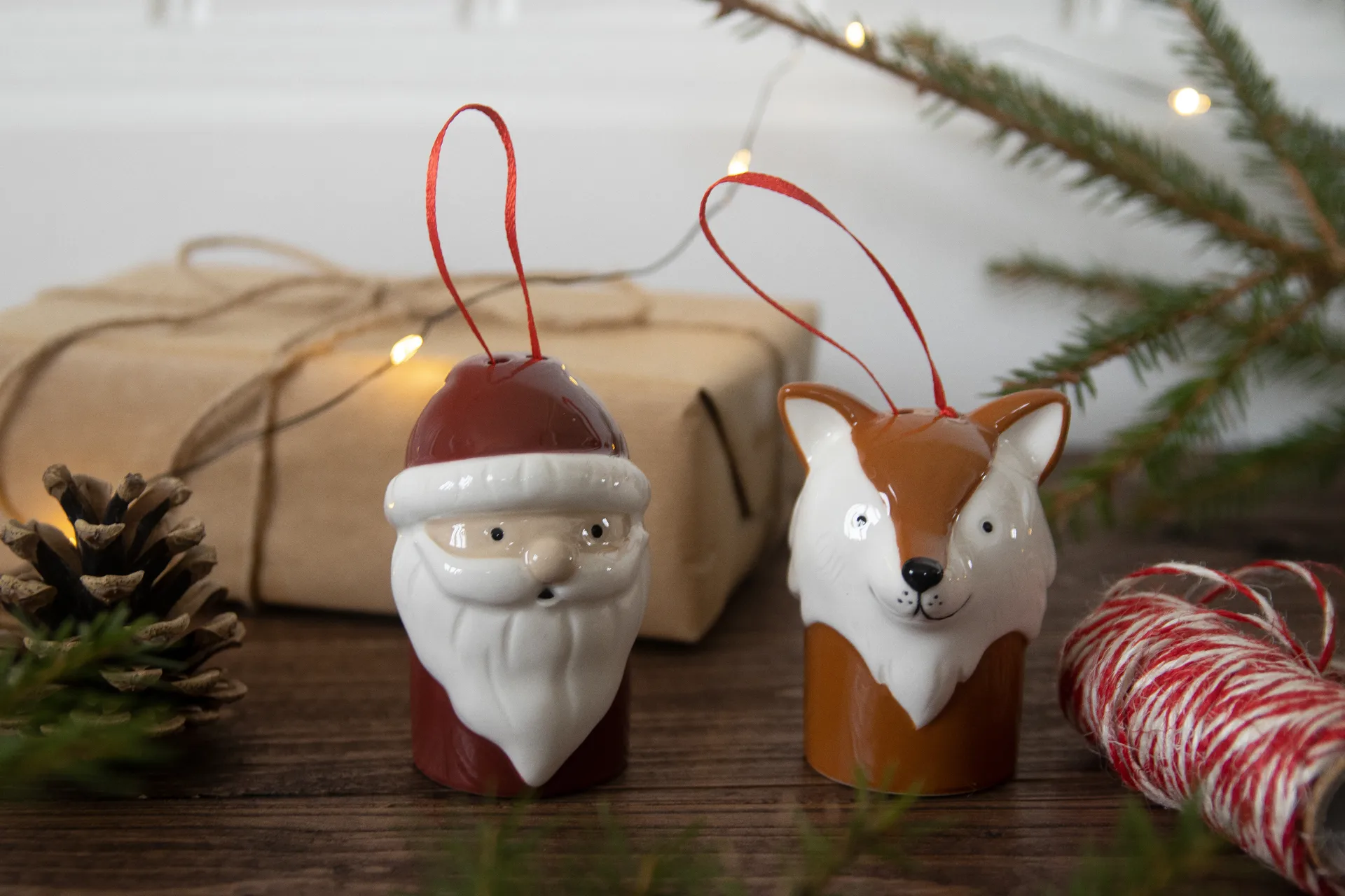 Fox - Christmas tree bauble, White-brown Pluto Design