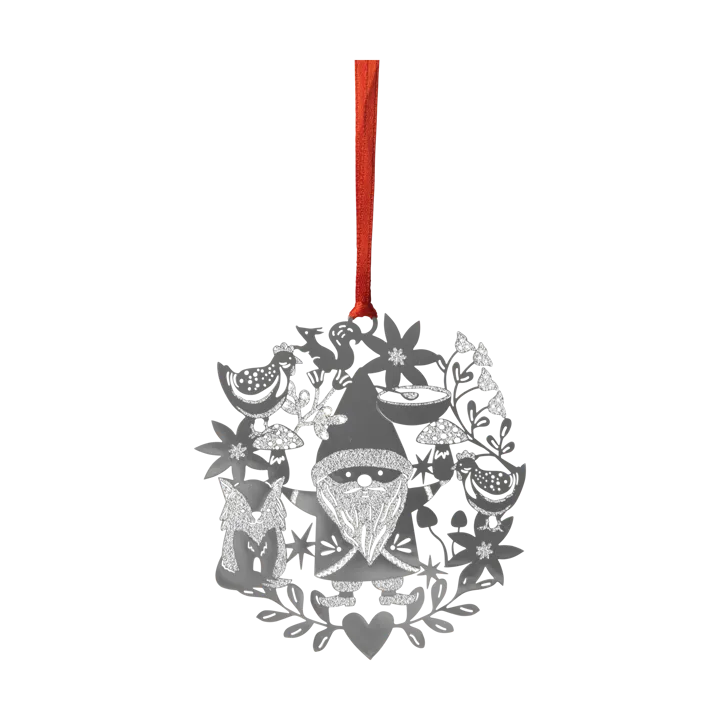 Fox & Santa Christmas ornament - Silver - Pluto Design