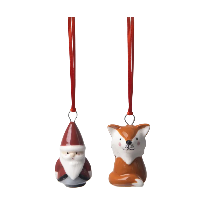 Fox & Santa decoration hanger 2 parts - Red-white-brown - Pluto Design