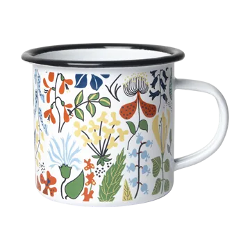Herbarium enamel mug - White-multi - Pluto Design