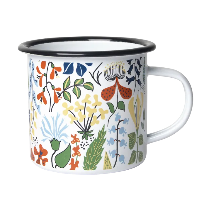 Herbarium enamel mug - White-multi - Pluto Design
