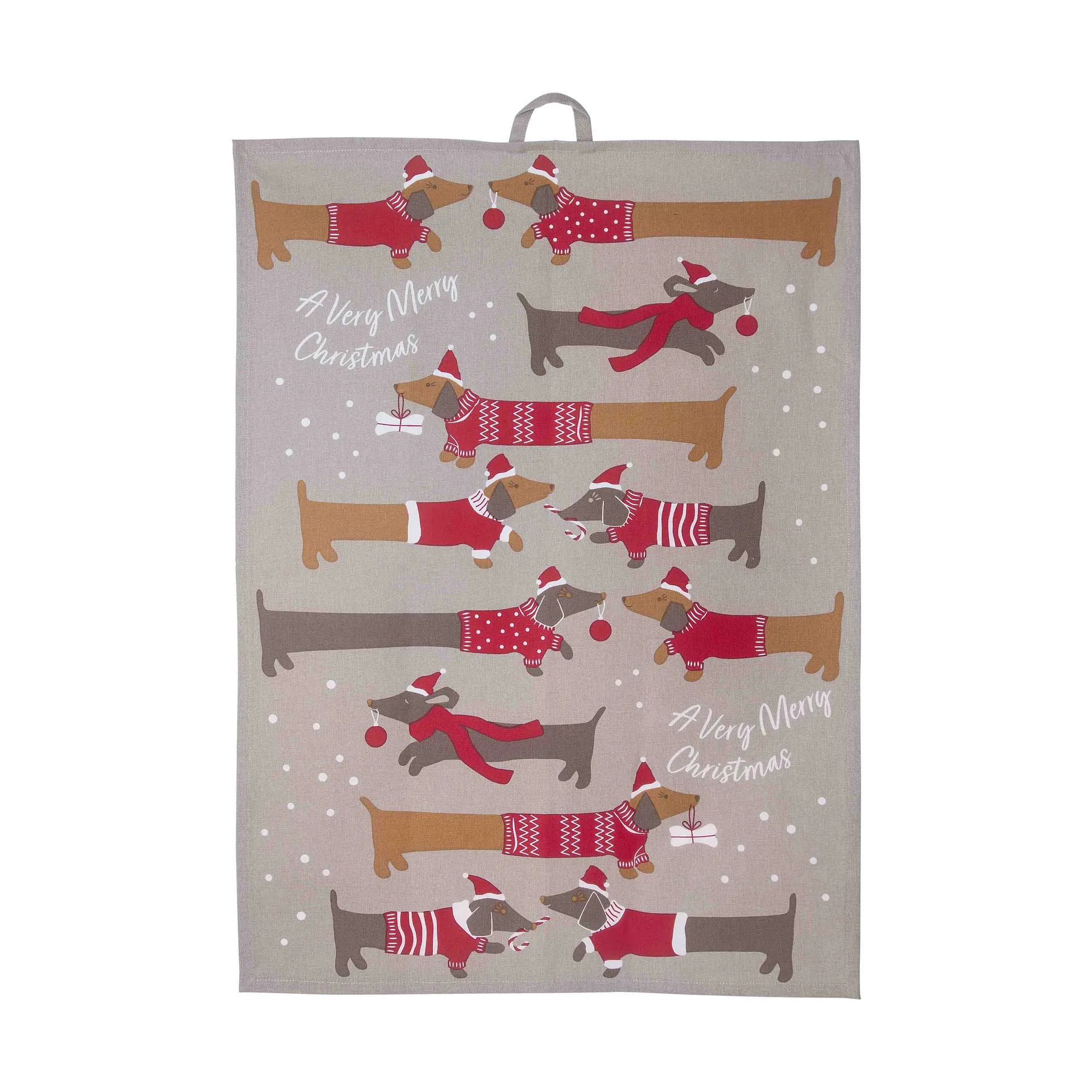 Jolly dogs kitchen towel 50x70 cm, Red-grey Pluto Design