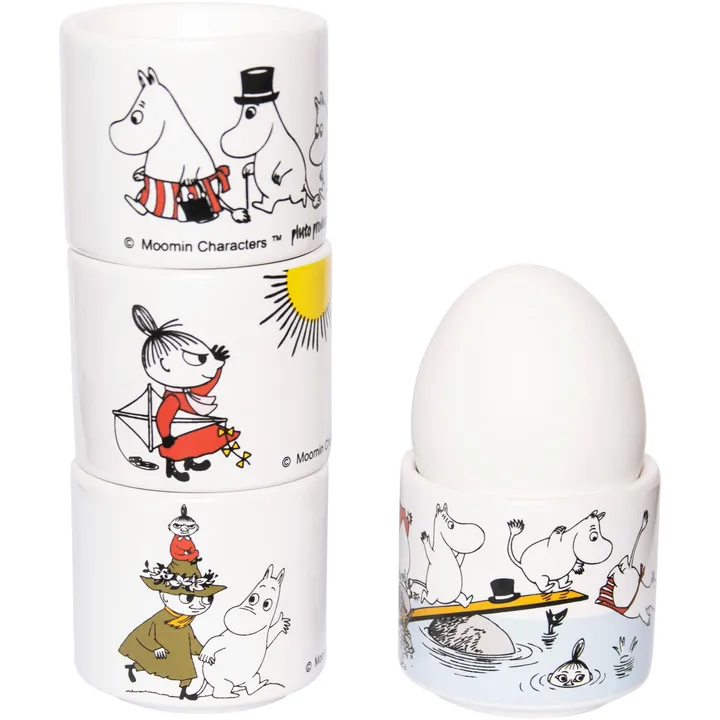 Moomin colour egg cup 4 pieces - White with motif - Pluto Design
