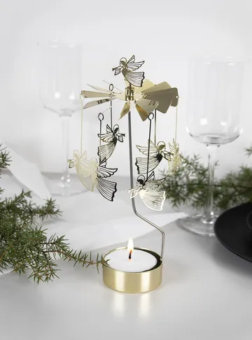 Rotary candle holder Änglaspel XL gold - Angels - Pluto Design