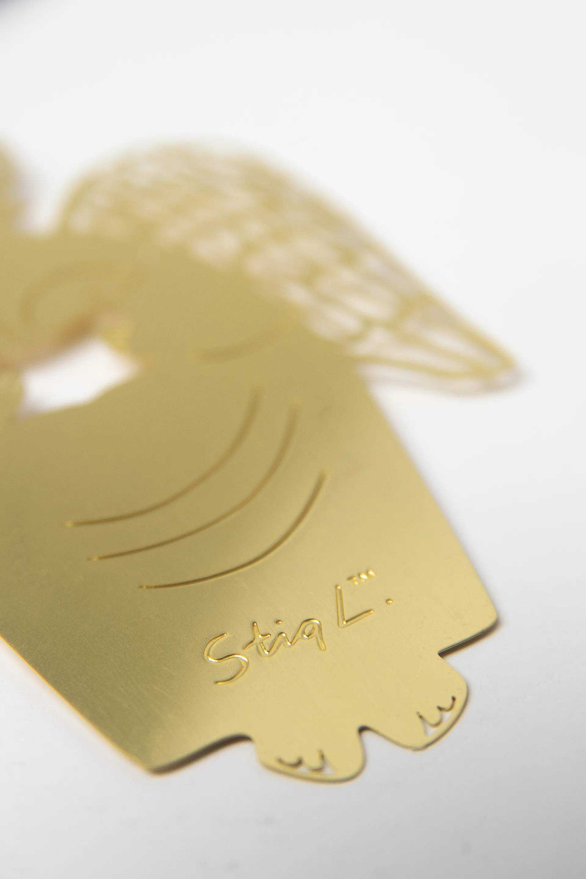 Stig L Gingerbread Angel Christmas tree decoration, Gold Pluto Design