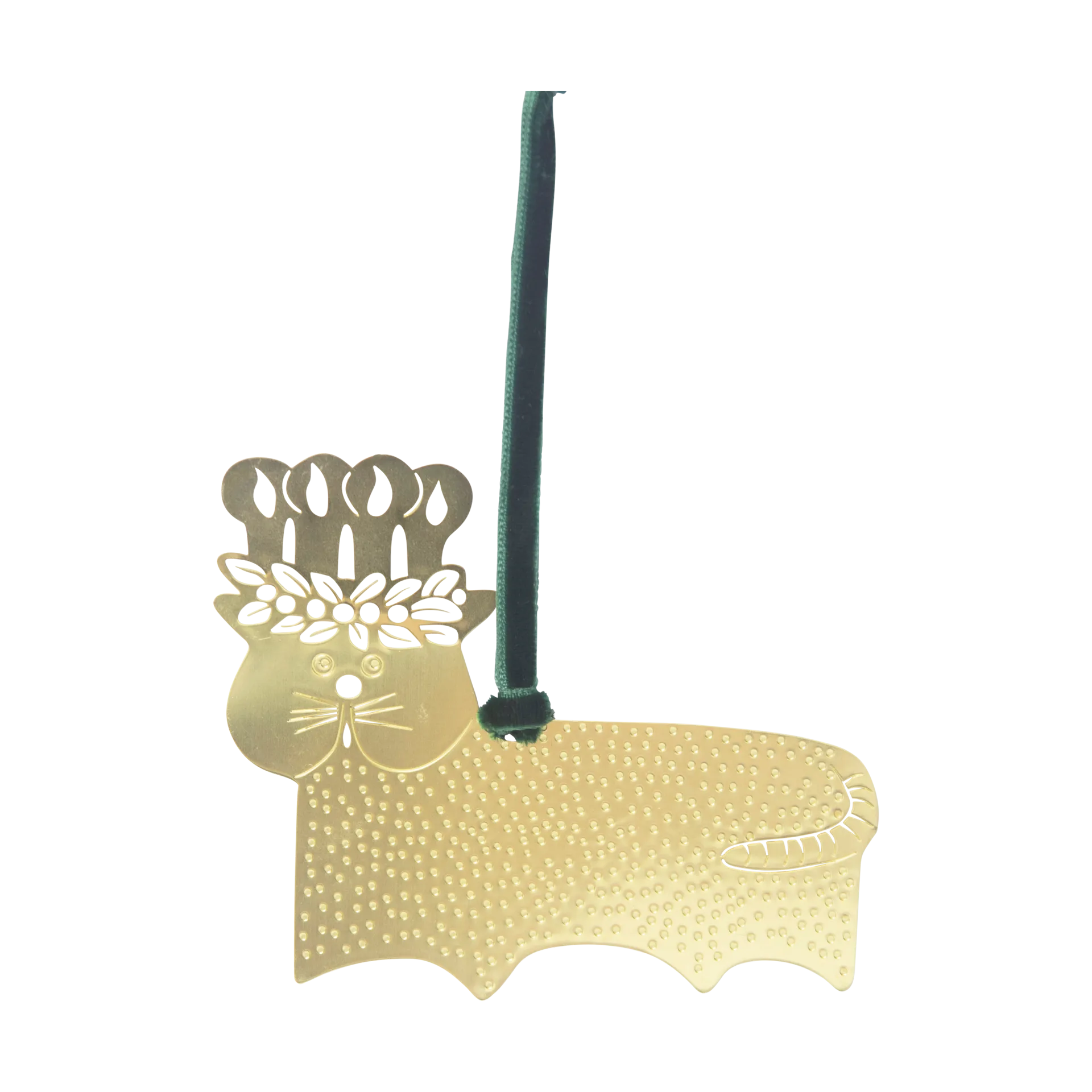 Stig L gingerbread cat decoration hanger, Gold-brass Pluto Design