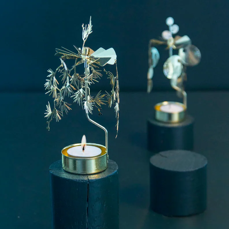 Tall Rotary candle holder, Gold Pluto Design